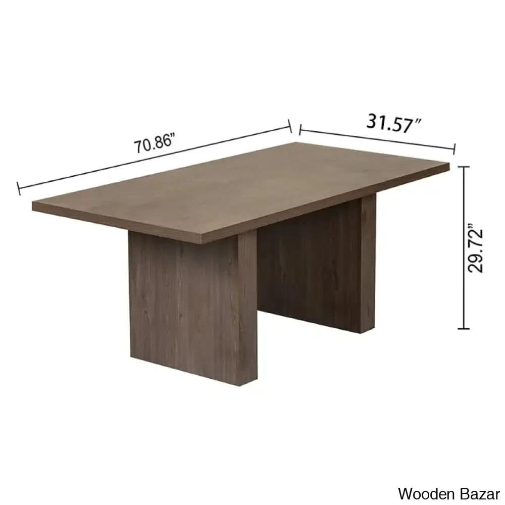 Cady 4 Seater Double Pedestal Dining Table Set - Wooden Bazar