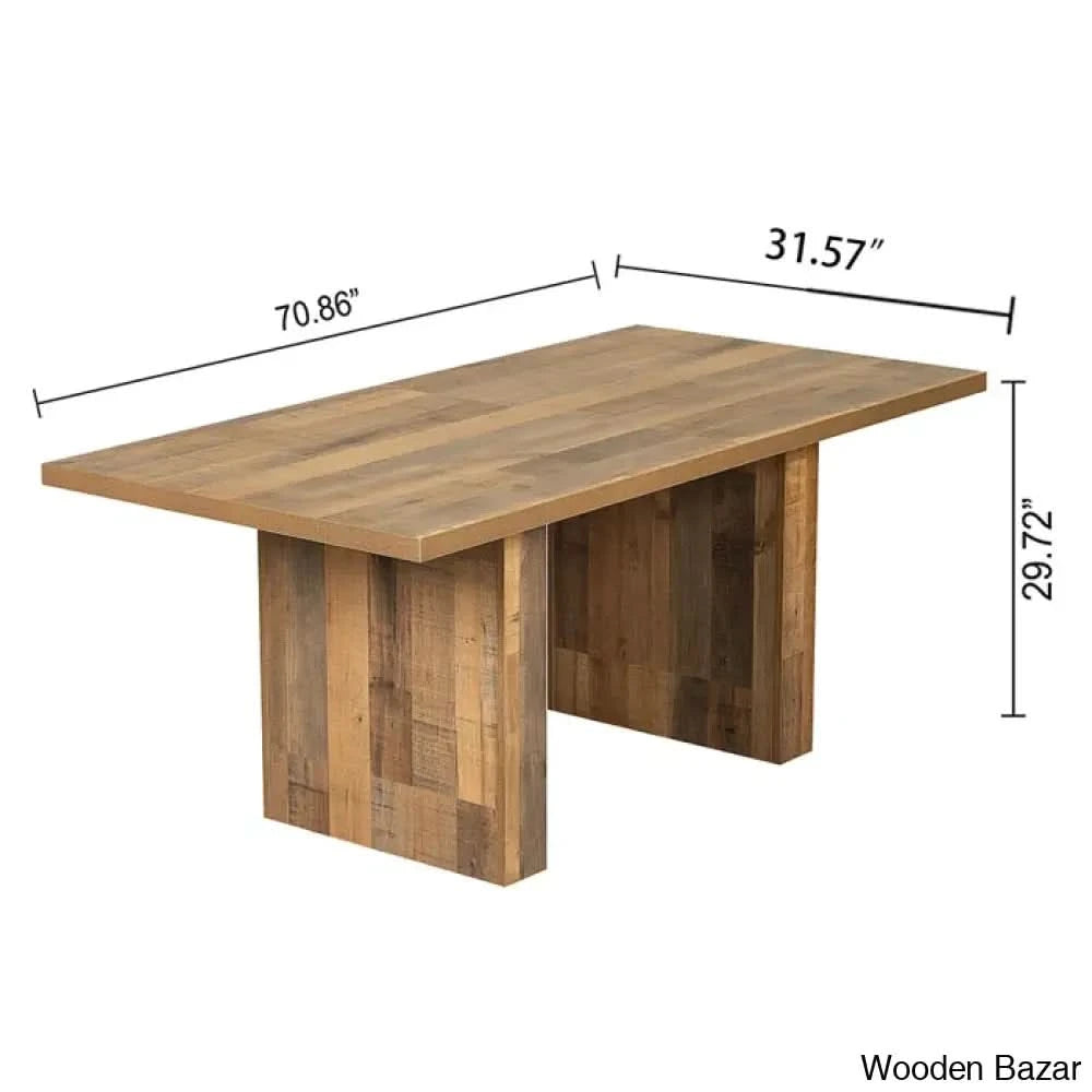 Cady 4 Seater Double Pedestal Dining Table Set - Wooden Bazar