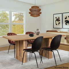 Cady 4 Seater Double Pedestal Dining Table Set - Wooden Bazar Oak