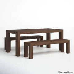 Cady 6 Seater Teak Wood Solid Dining Set - Wooden Bazar