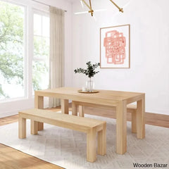 Cady 6 Seater Teak Wood Solid Dining Set - Wooden Bazar