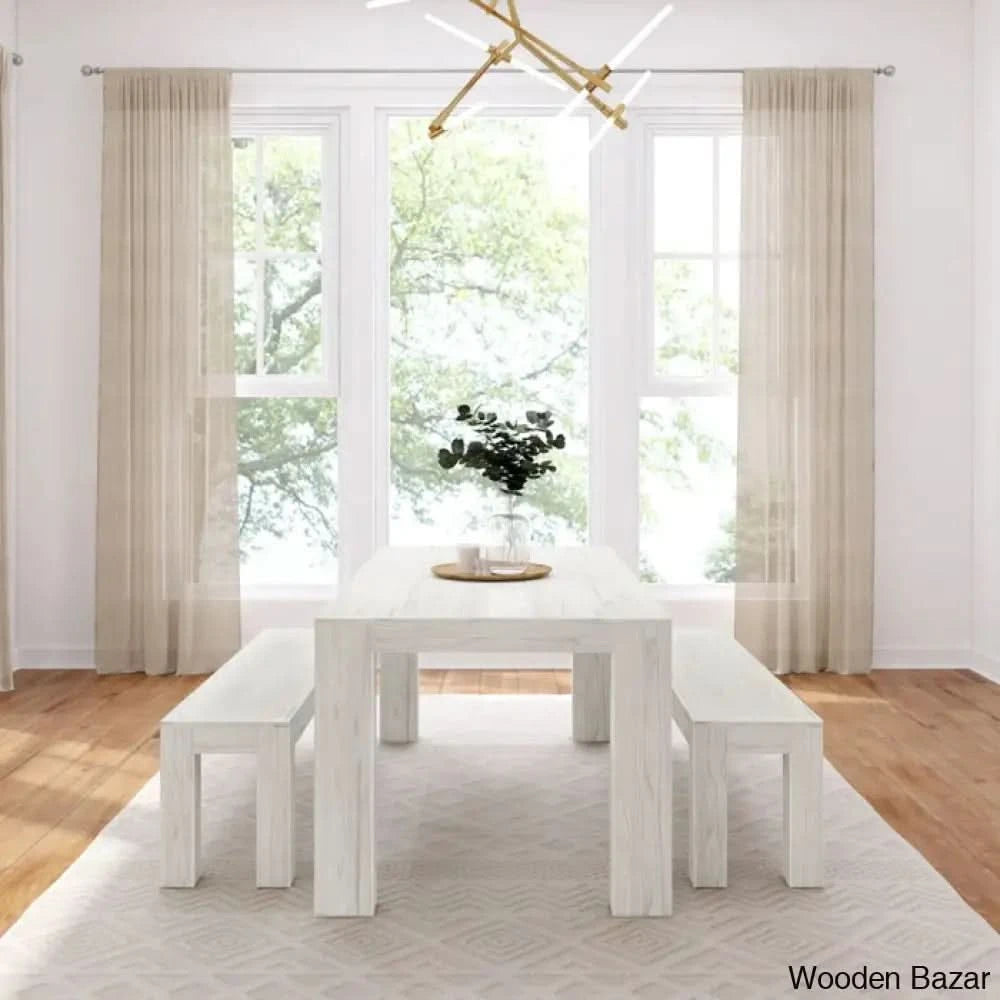 Cady 6 Seater Teak Wood Solid Dining Set - Wooden Bazar