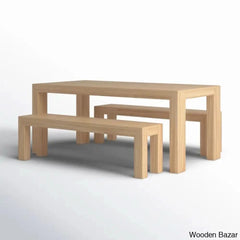 Cady 6 Seater Teak Wood Solid Dining Set - Wooden Bazar