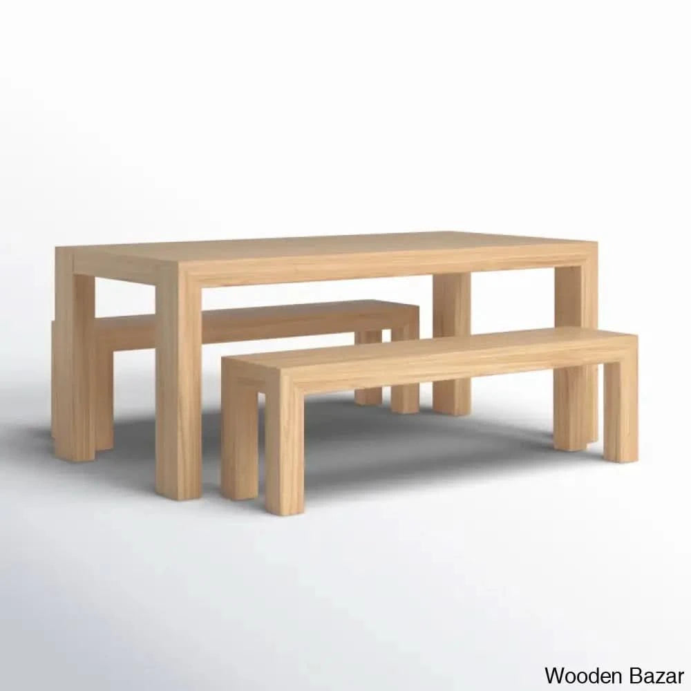 Cady 6 Seater Teak Wood Solid Dining Set - Wooden Bazar