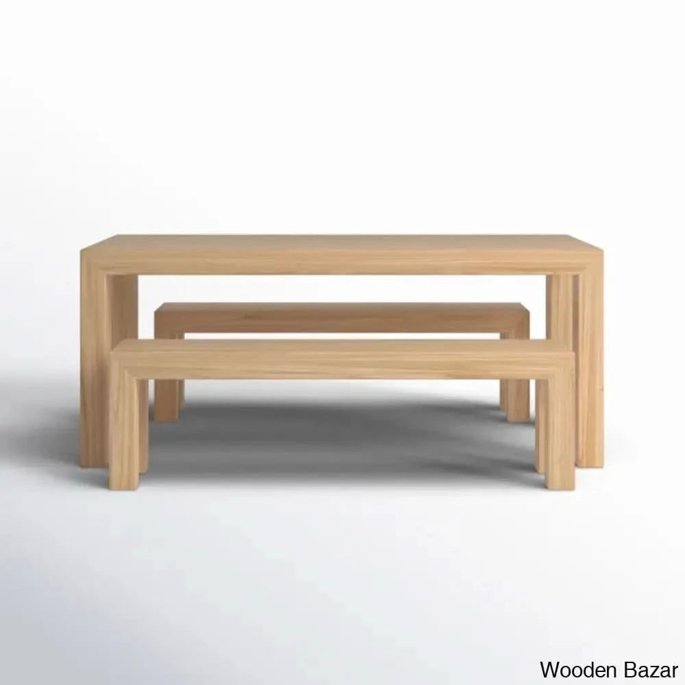 Cady 6 Seater Teak Wood Solid Dining Set - Wooden Bazar