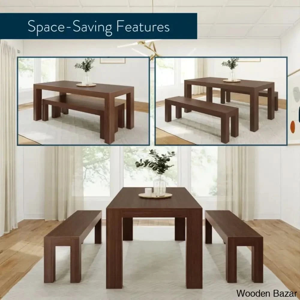 Cady 6 Seater Teak Wood Solid Dining Set - Wooden Bazar
