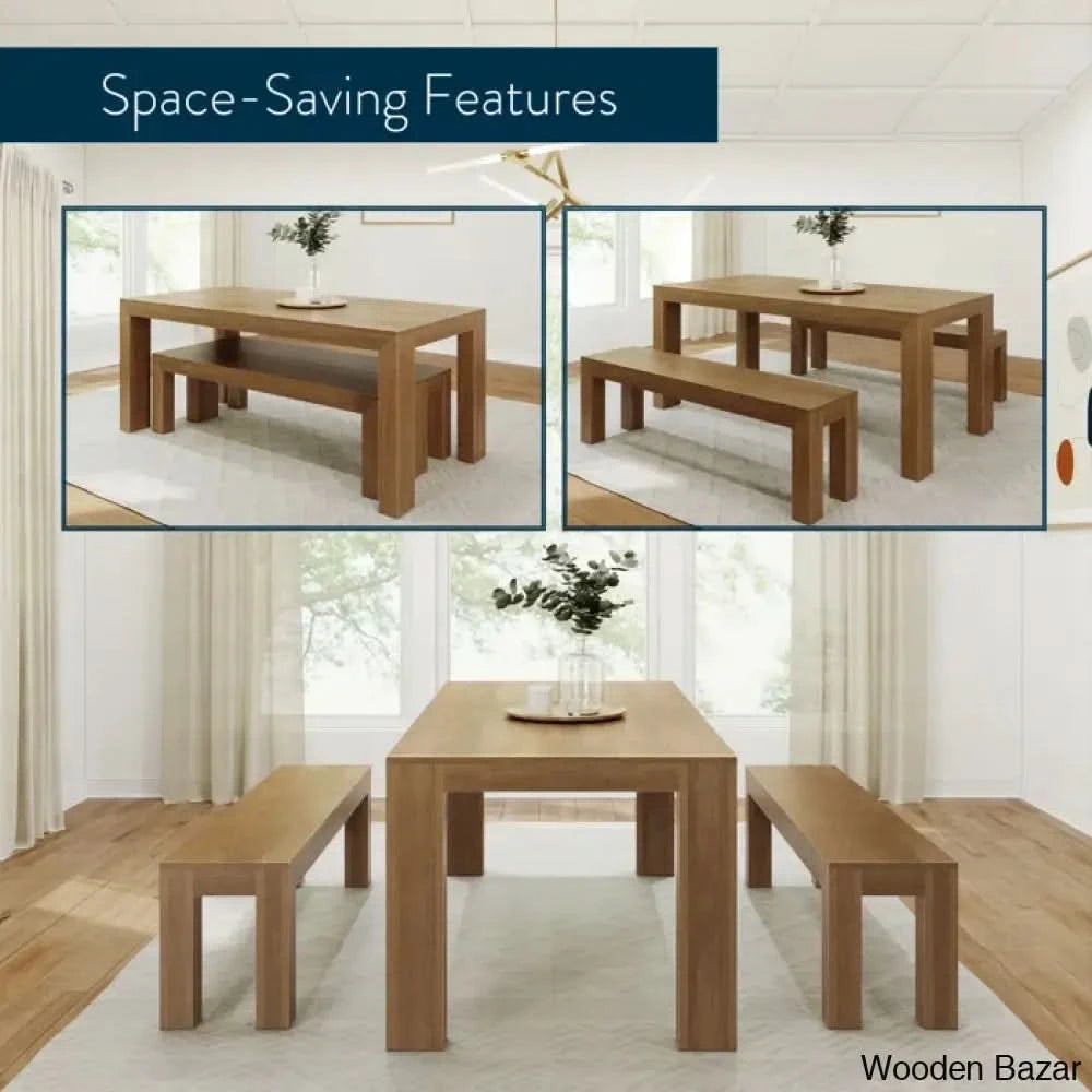 Cady 6 Seater Teak Wood Solid Dining Set - Wooden Bazar