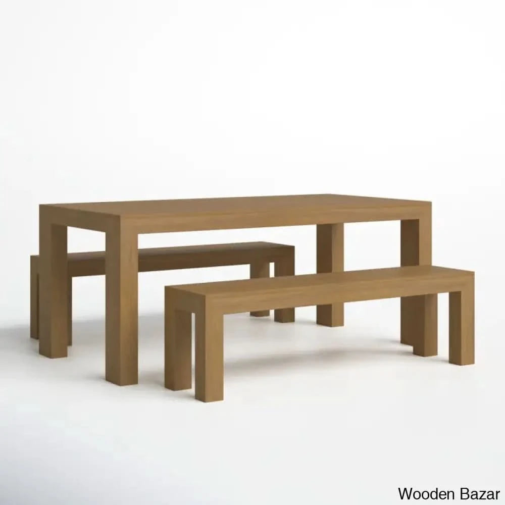 Cady 6 Seater Teak Wood Solid Dining Set - Wooden Bazar