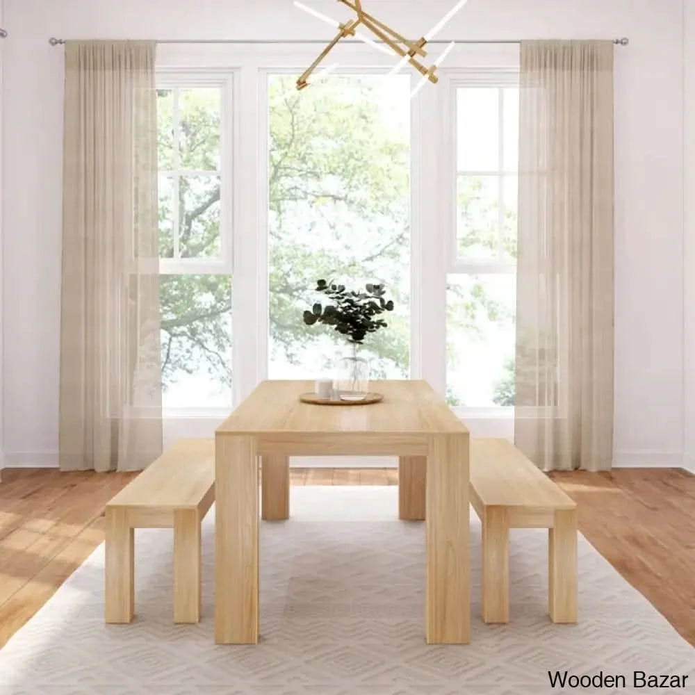 Cady 6 Seater Teak Wood Solid Dining Set - Wooden Bazar