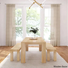 Cady 6 Seater Teak Wood Solid Dining Set - Wooden Bazar