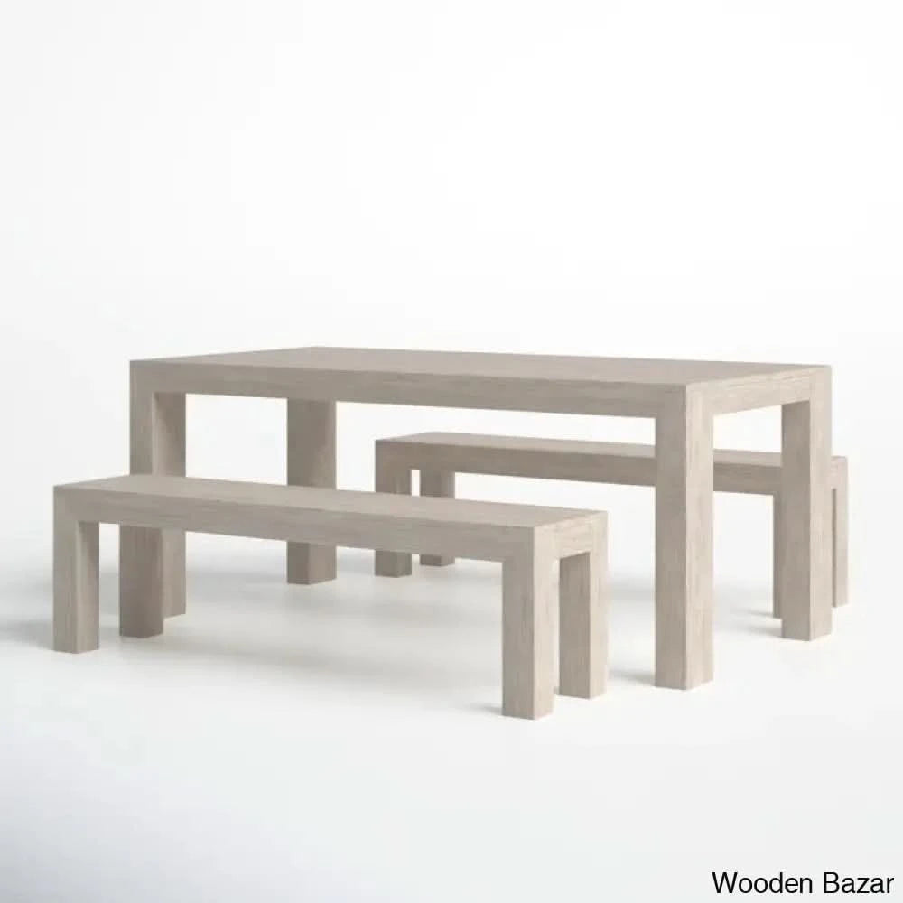 Cady 6 Seater Teak Wood Solid Dining Set - Wooden Bazar Seashell Wirebrush