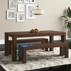 Cady 6 Seater Teak Wood Solid Dining Set - Wooden Bazar Walnut Wirebrush