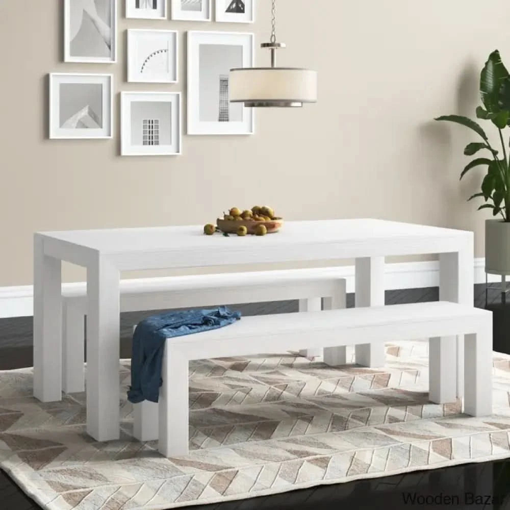 Cady 6 Seater Teak Wood Solid Dining Set - Wooden Bazar White Wirebrush