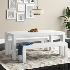 Cady 6 Seater Teak Wood Solid Dining Set - Wooden Bazar White Wirebrush