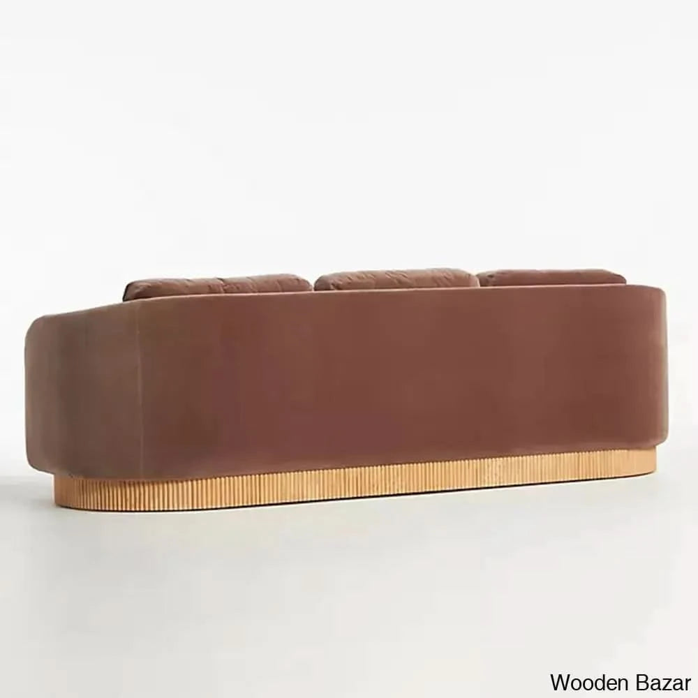 Callum 4 Seater Solid Teak Wood Sofa In Light Brown Color