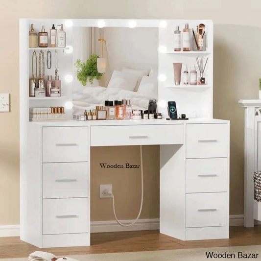 Camyla Large Vanity Dressing Table With Led Lights And Mirror(23.6X20.8In)