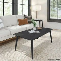 Cantonei Solid Wood Single Coffee And Center Table Black / 17.75āā H X 48āā L 24āā W