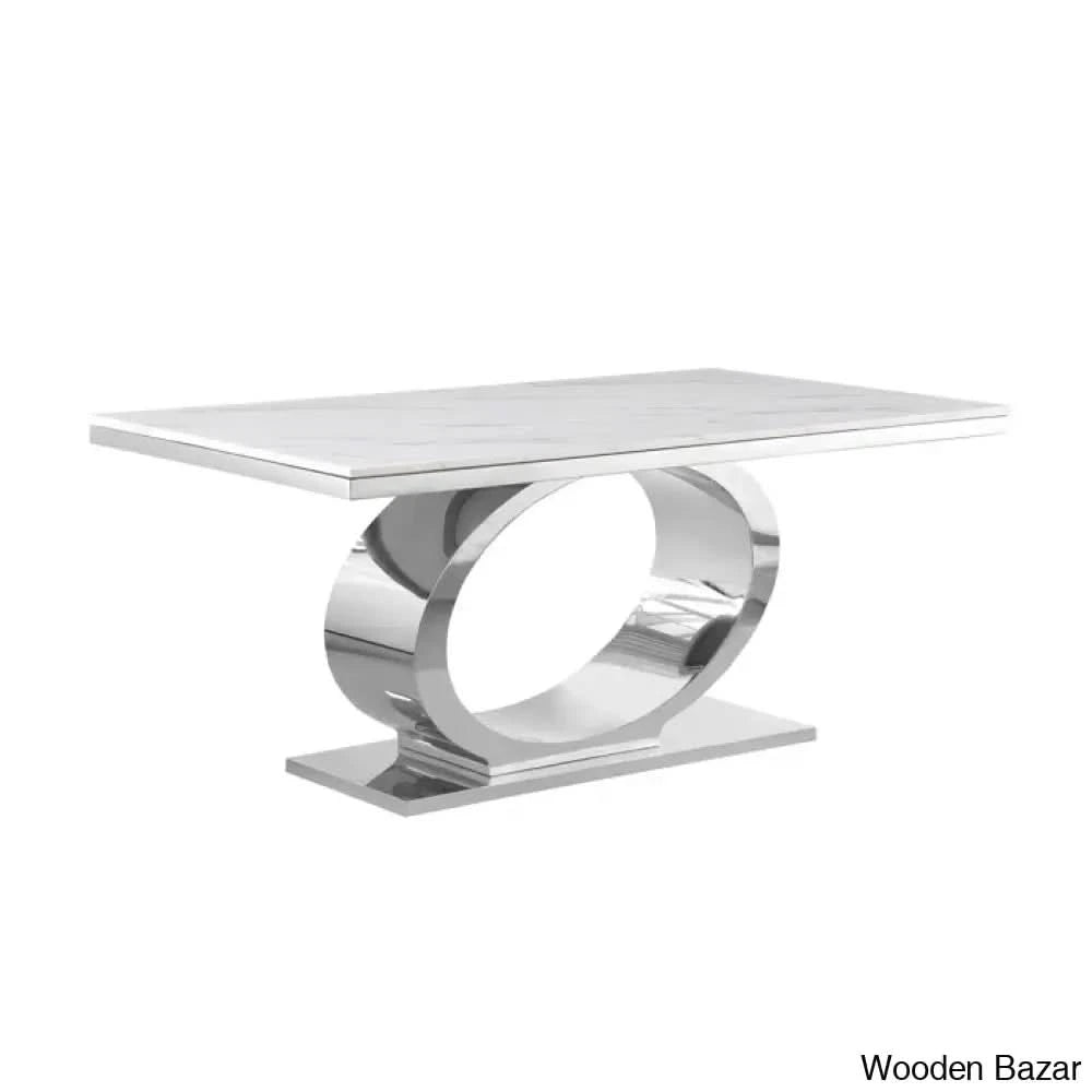 Carlot Latest Marble Top Pedestal Dining Set - Wooden Bazar