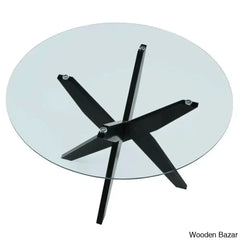 Caron 4 Seater Glass Top Pedestal Dining Set - Wooden Bazar