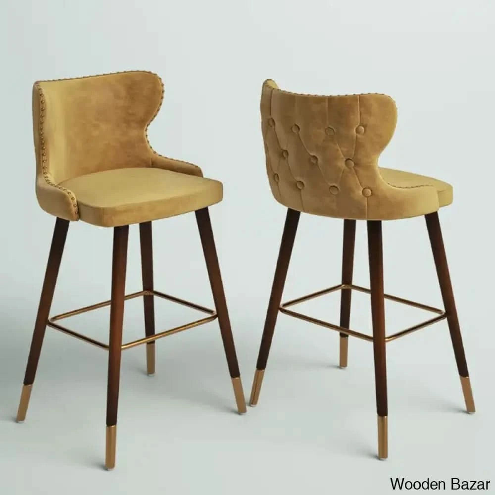 Carrazcox Upholstered Counter And Bar Stool With Solid Wood Frame (Set Of 2)