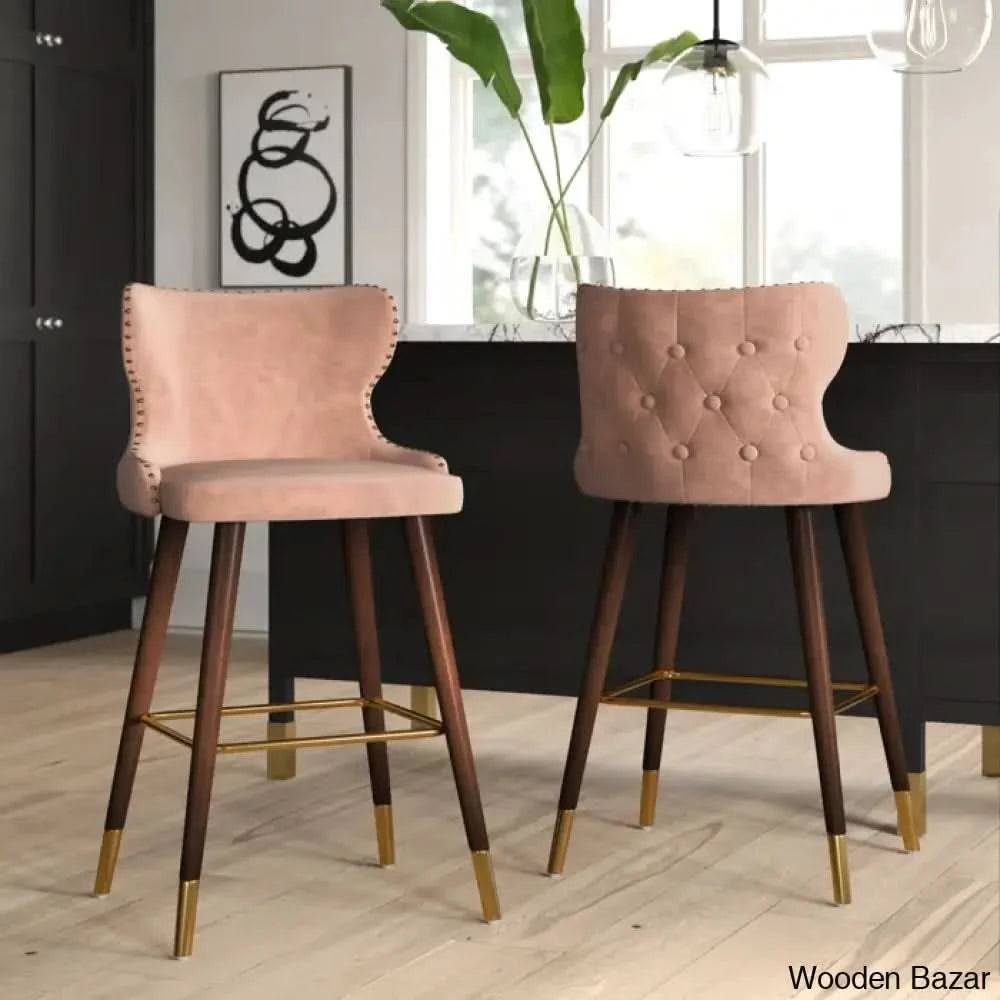 Carrazcox Upholstered Counter And Bar Stool With Solid Wood Frame (Set Of 2)
