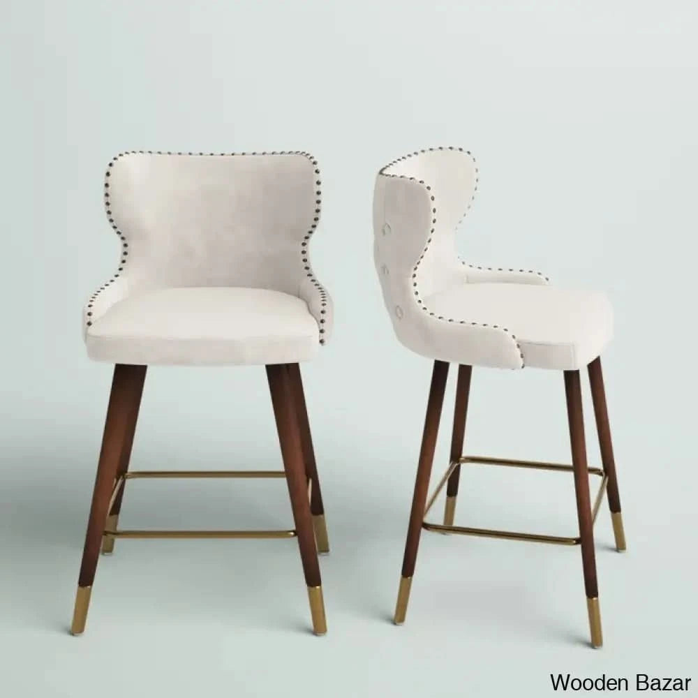 Carrazcox Upholstered Counter And Bar Stool With Solid Wood Frame (Set Of 2)