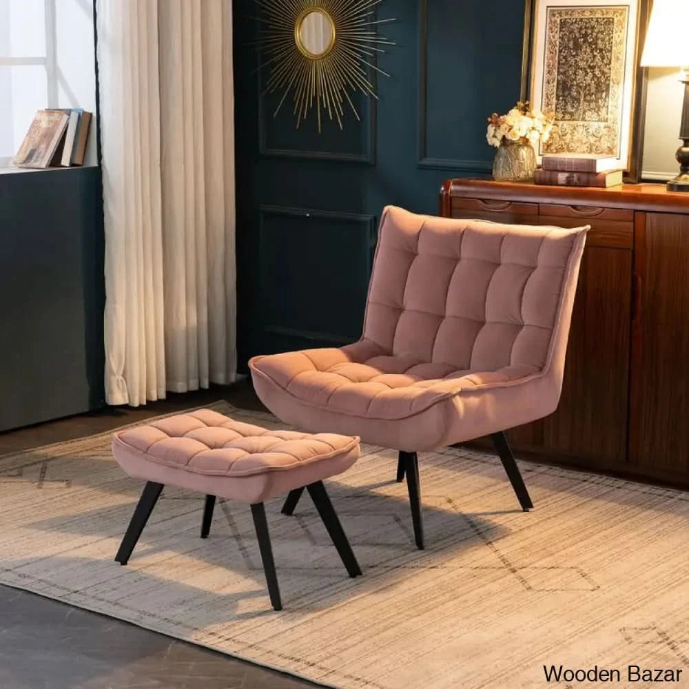 Cassiani 31'' Wide Tufted Velvet Lounge Chair and Ottoman