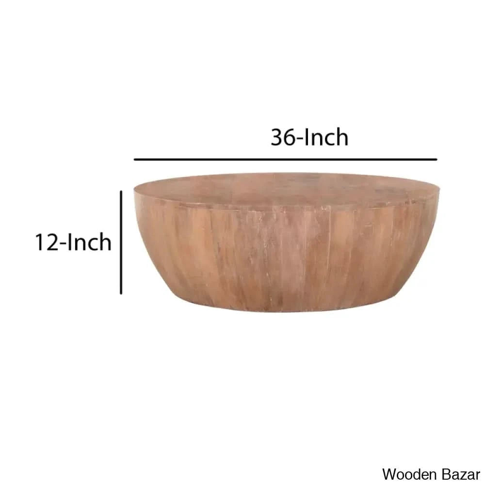 Cassius Solid Wood Single Drum Coffee Table Center Table