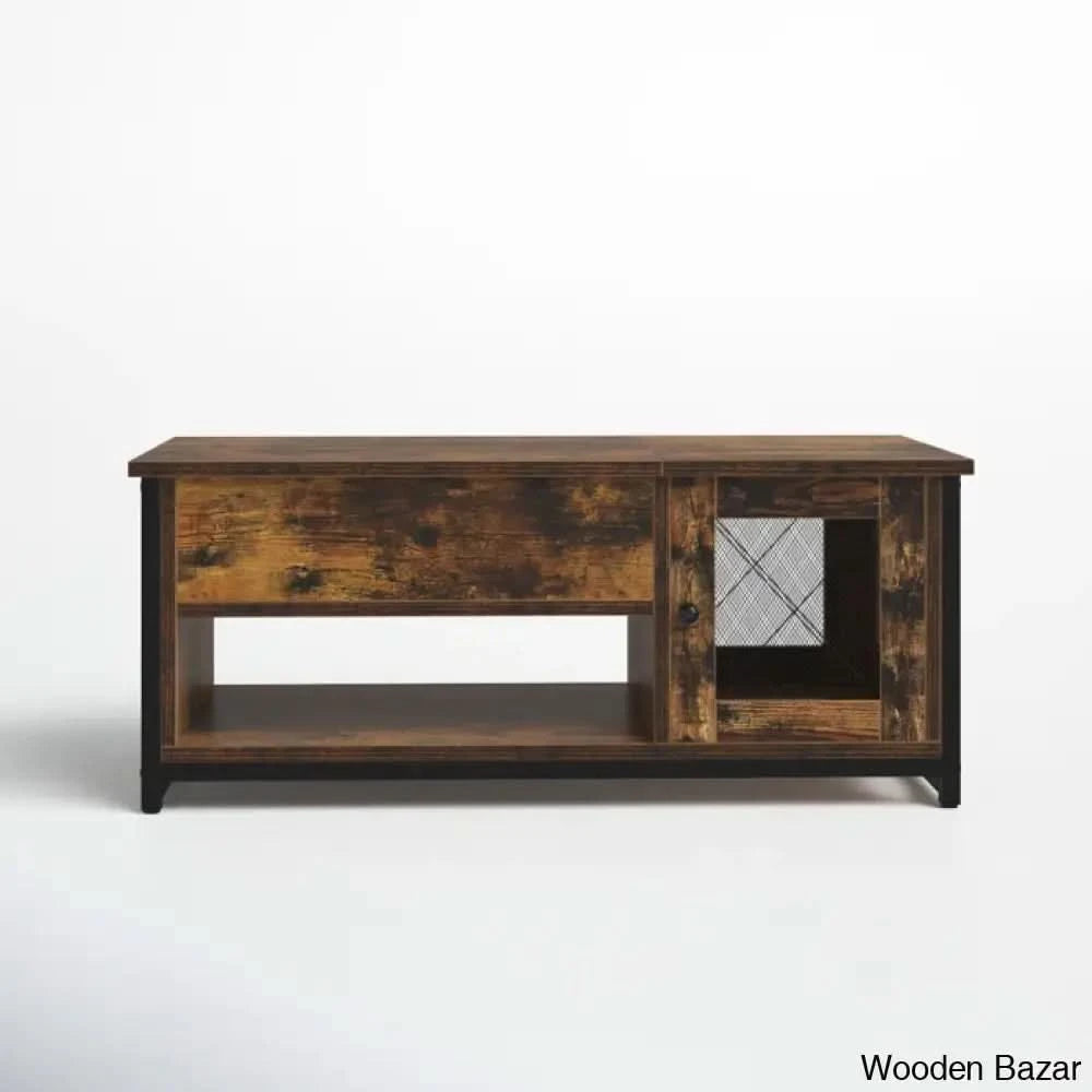 Caulein Lift Top Extendable Frame Rectangular Coffee And Center Table With Storage