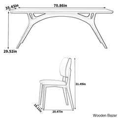 Cavalon New Stylish 6 Seater Dining Table Set - Wooden Bazar