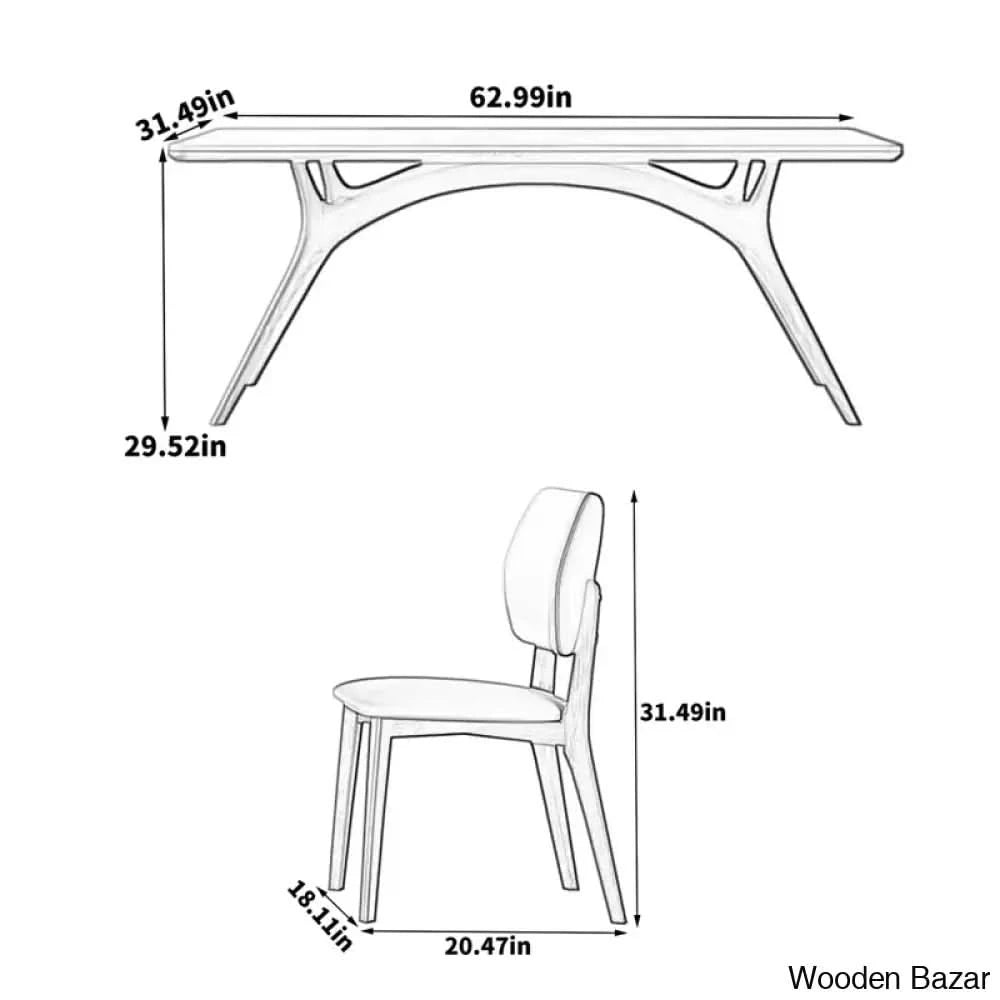 Cavalon New Stylish 6 Seater Dining Table Set - Wooden Bazar