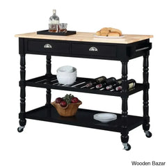 Celia 45āā Kitchen Cart With Butcher Block Top And Locking Wheels Trolley Cart Cabinet Kitchen