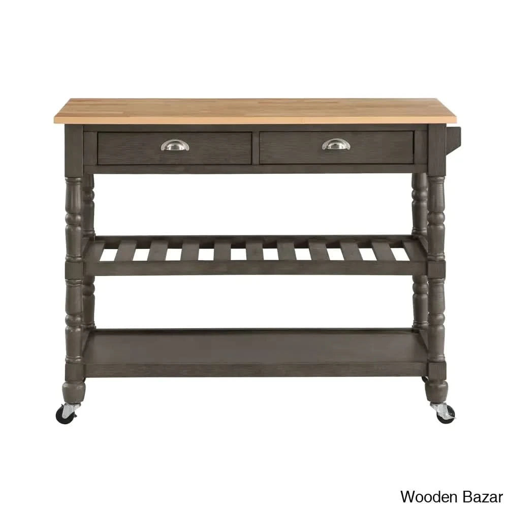 Celia 45āā Kitchen Cart With Butcher Block Top And Locking Wheels Trolley Cart Cabinet Kitchen