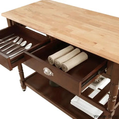 Celia 45āā Kitchen Cart With Butcher Block Top And Locking Wheels Trolley Cart Cabinet Kitchen