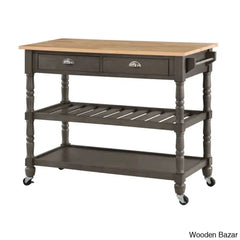 Celia 45āā Kitchen Cart With Butcher Block Top And Locking Wheels Trolley Cart Cabinet Kitchen