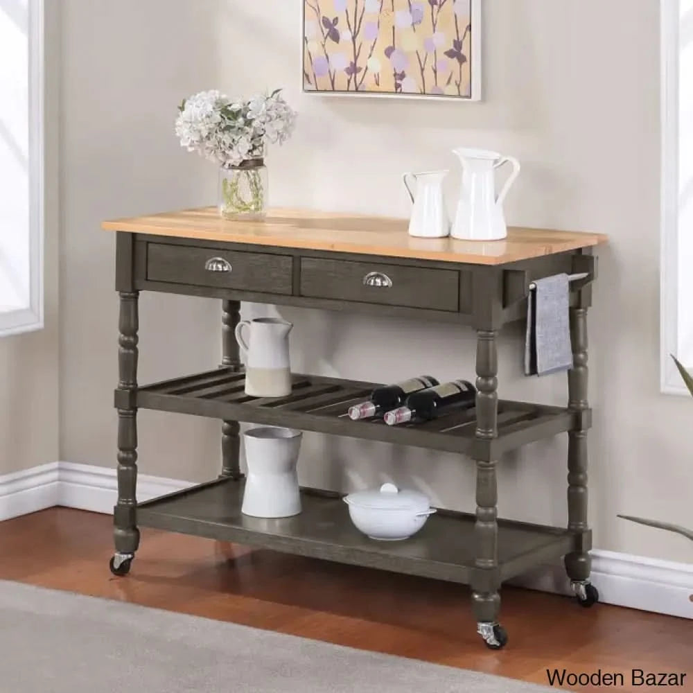 Celia 45āā Kitchen Cart With Butcher Block Top And Locking Wheels Trolley Cart Cabinet Kitchen