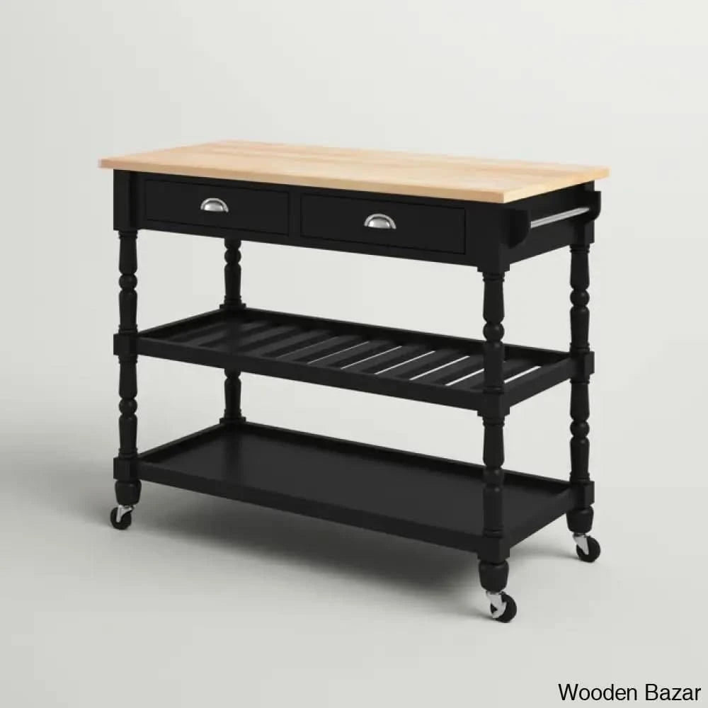 Celia 45āā Kitchen Cart With Butcher Block Top And Locking Wheels Trolley Cart Cabinet Kitchen