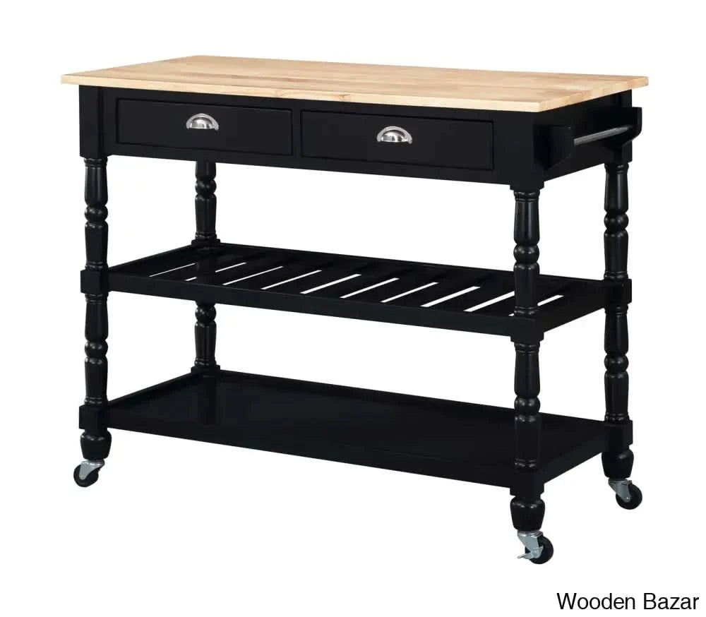 Celia 45āā Kitchen Cart With Butcher Block Top And Locking Wheels Trolley Cart Cabinet Kitchen
