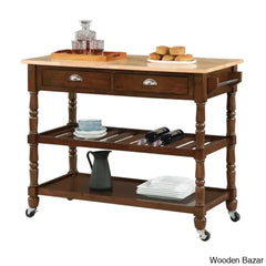 Celia 45āā Kitchen Cart With Butcher Block Top And Locking Wheels Trolley Cart Cabinet Kitchen