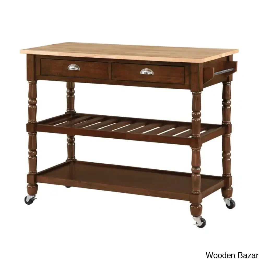 Celia 45āā Kitchen Cart With Butcher Block Top And Locking Wheels Trolley Cart Cabinet Kitchen
