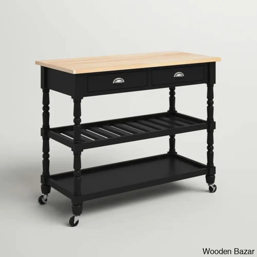 Celia 45āā Kitchen Cart With Butcher Block Top And Locking Wheels Trolley Cart Cabinet Kitchen