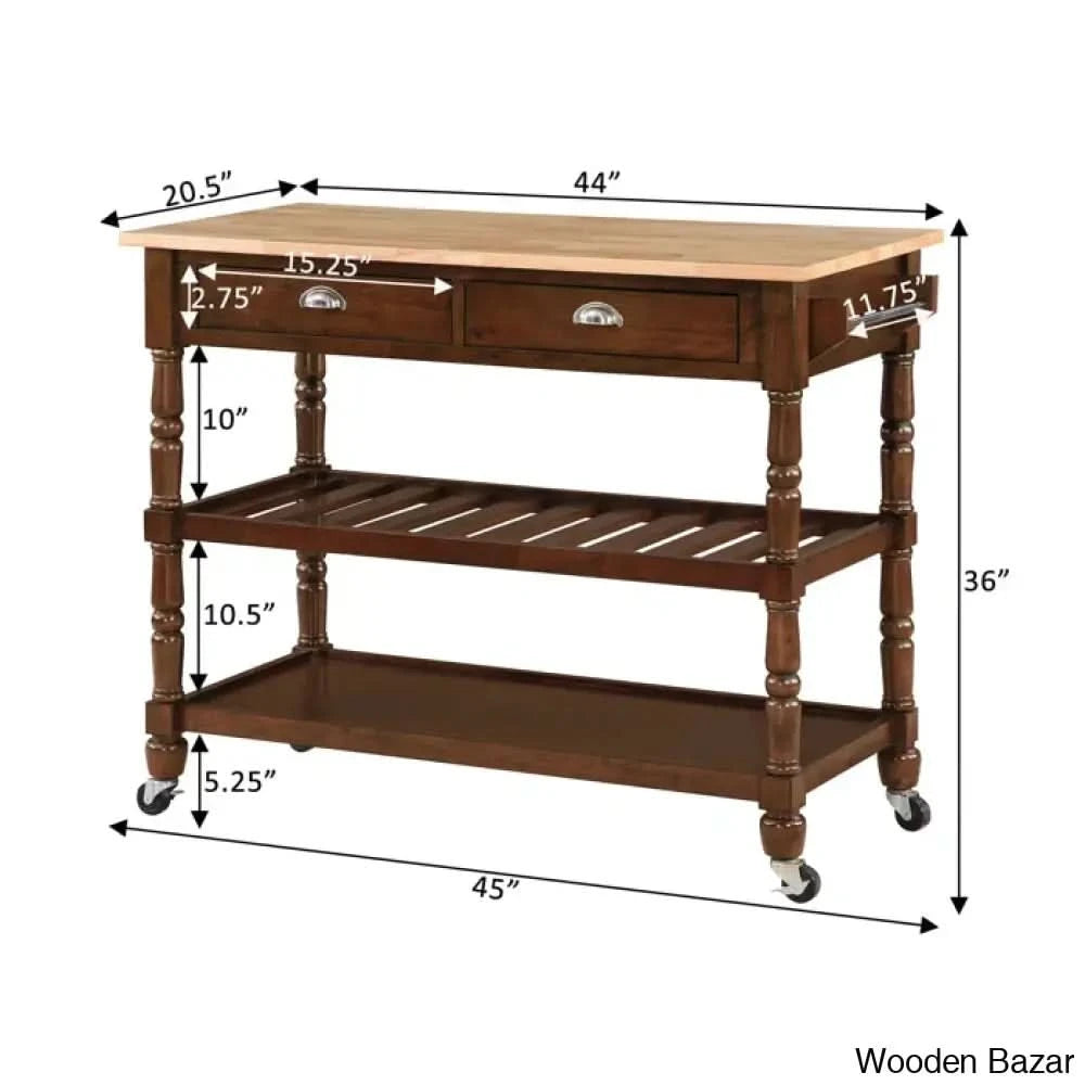 Celia 45āā Kitchen Cart With Butcher Block Top And Locking Wheels Trolley Cart Cabinet Kitchen