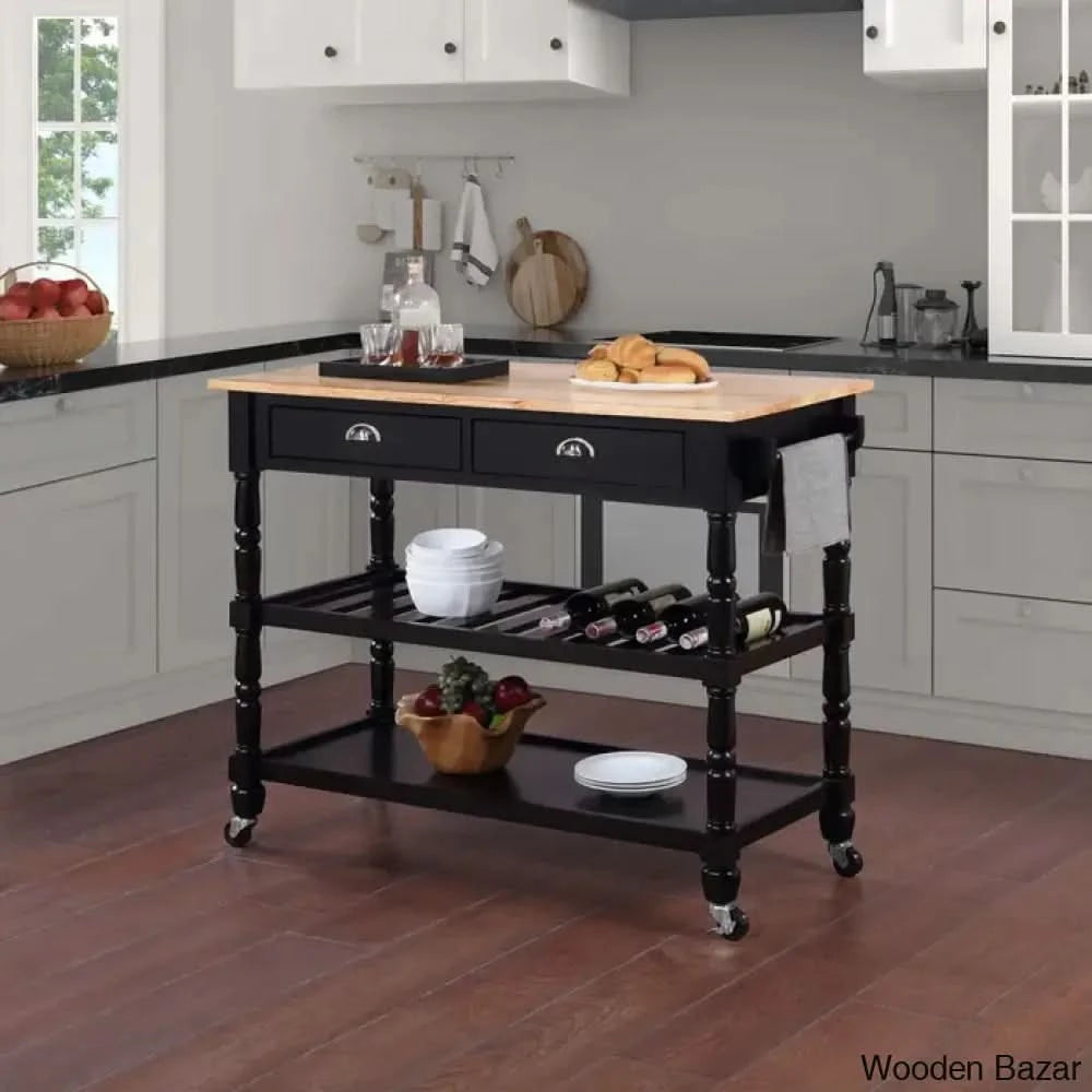 Celia 45āā Kitchen Cart With Butcher Block Top And Locking Wheels Trolley Cart Cabinet Kitchen