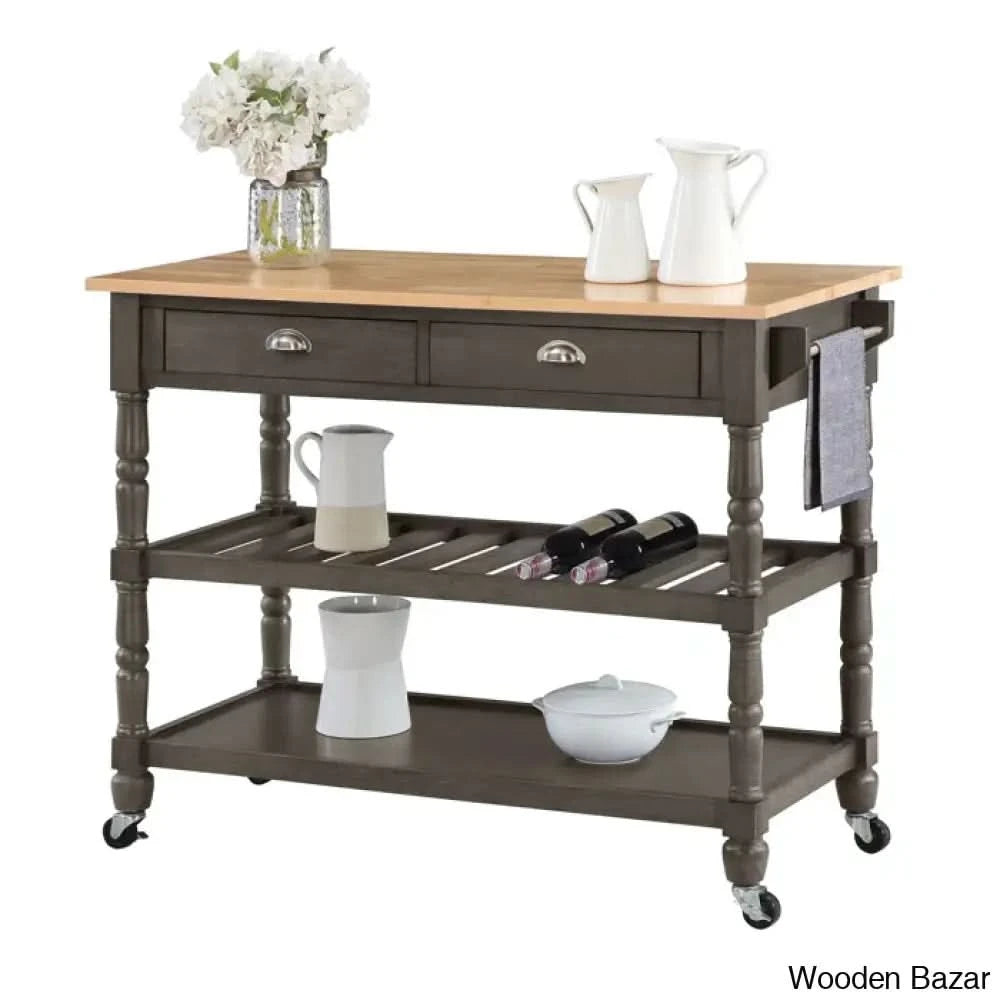 Celia 45āā Kitchen Cart With Butcher Block Top And Locking Wheels Trolley Cart Cabinet Kitchen