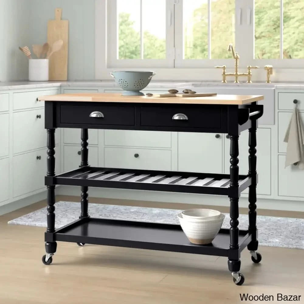 Celia 45āā Kitchen Cart With Butcher Block Top And Locking Wheels Trolley Cart Cabinet Kitchen