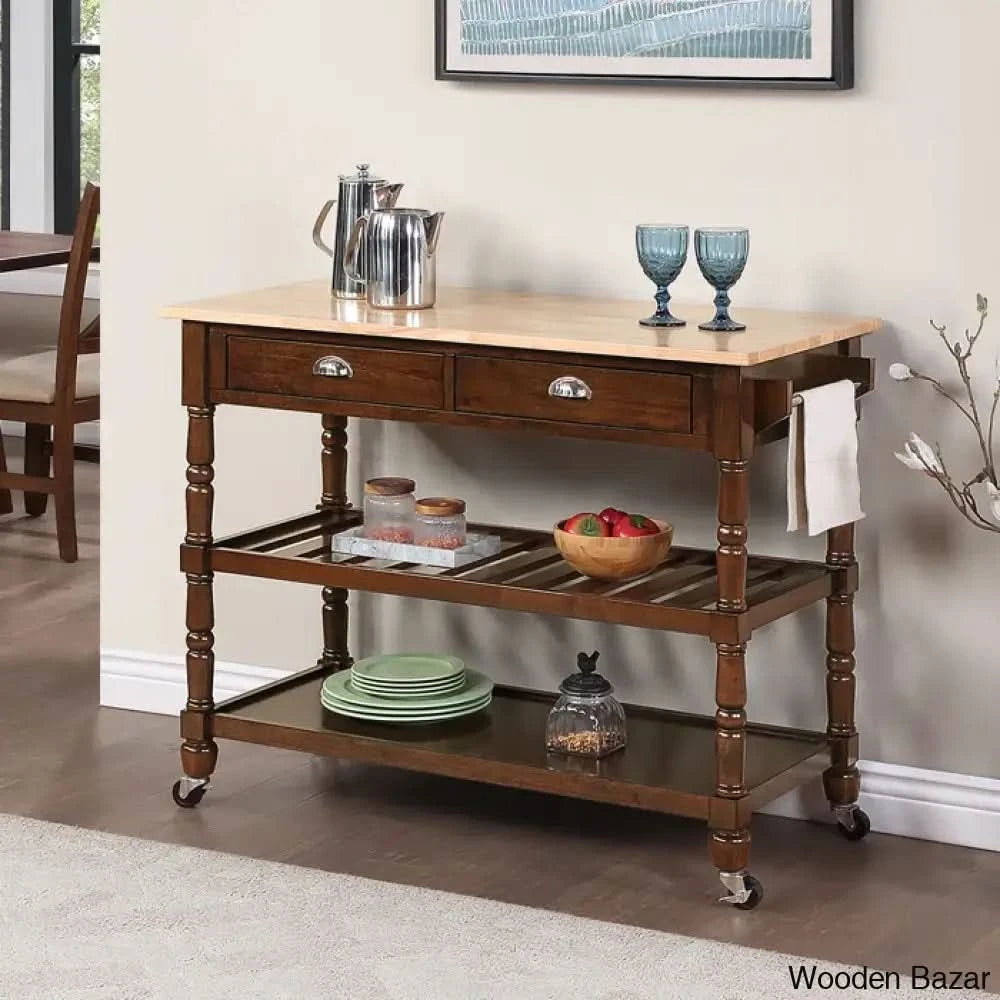 Celia 45āā Kitchen Cart With Butcher Block Top And Locking Wheels Trolley Cart Cabinet Kitchen