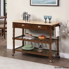 Celia 45āā Kitchen Cart With Butcher Block Top And Locking Wheels Trolley Cart Cabinet Kitchen