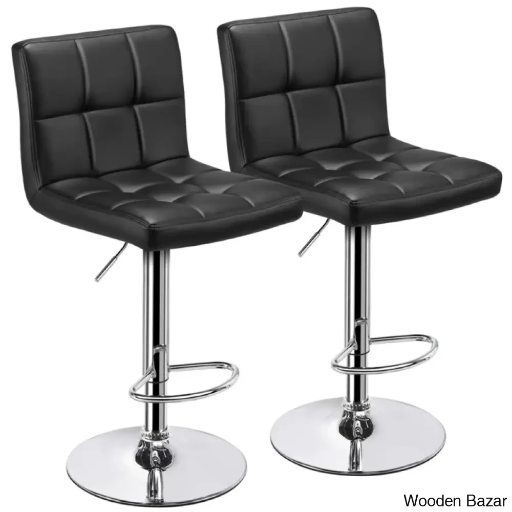 Chandresho Swivel Upholstered Adjustable Height Counter Stool With Metal Frame (Set Of 2)