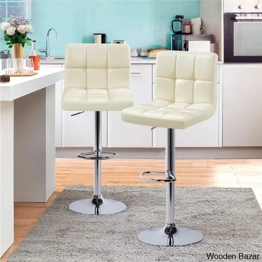 Chandresho Swivel Upholstered Adjustable Height Counter Stool With Metal Frame (Set Of 2)