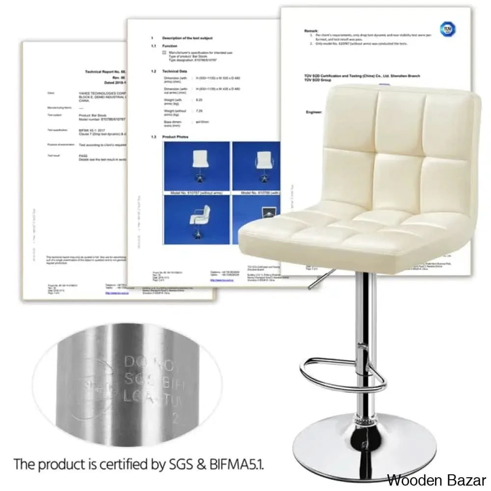 Chandresho Swivel Upholstered Adjustable Height Counter Stool With Metal Frame (Set Of 2)